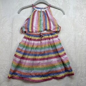 Crewcuts Girls Dress Rainbow Stripe Size 6 Colorful Summer Sundress Beach Resort